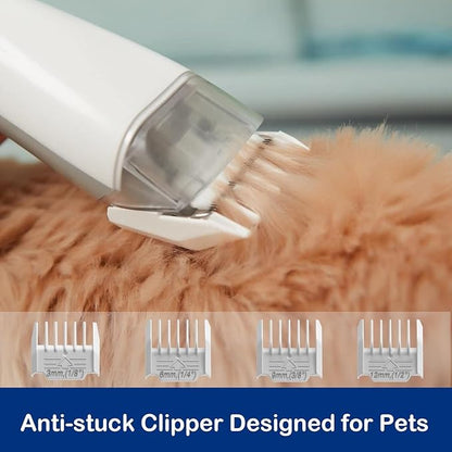 Pet Grooming Kit with 3.4L Oversized Vacuum Suction - 99% Pet Hair Removal - Professional Dog Clippers & Shedding Tools for Cats, Teddy, Poodle, Golden Retrievers (Metallic Silver)