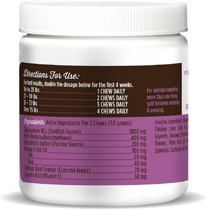 VetPro Complete Dr. Joseph's Dog Hip and Joint Supplement, 60 Count, Chicken Flavored Pain and Inflammation Relief Chews with Glucosamine, Chondroitin, MSM, Turmeric, Vitamin C, Omega 3