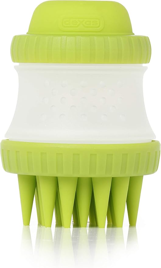 Dexas MudBuster Portable Pet Cleaning Kit with Dog Paw Washer, Pet Bathing Brush, Microfiber Towel, Small, Green