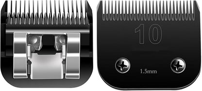 Detachable Pet Dog Grooming Clipper Blades, Size 10#,7FC,5FC,4FC,3-3/4FC, Made of Carbon-Infused Steel Blade and Stainless Steel Blade, Compatible with Most Andis,Oster A5/A6,Wahl KM Series, 5 Count.