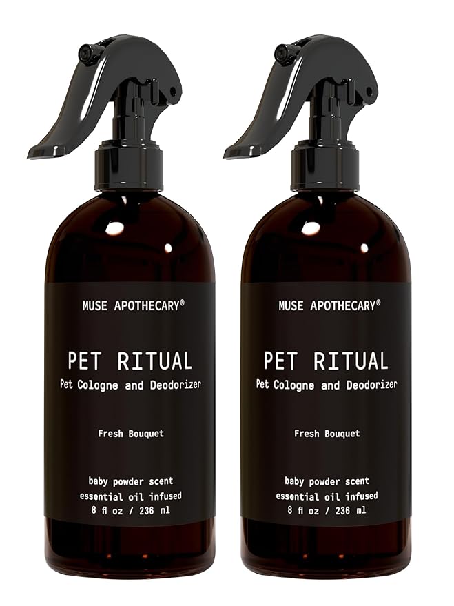 Muse Apothecary Pet Ritual Pet Cologne Spray for Dogs - Dog Perfume Spray Long Lasting After Bath - Pet Perfume for Dogs - Essential Oils Infused - 8oz, Fresh Bouquet