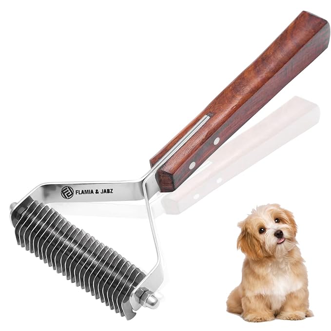 Flamia & Jabz Undercoat Rake for Dogs & Cats, Dematting Grooming Stripper Tool (24 Blades)