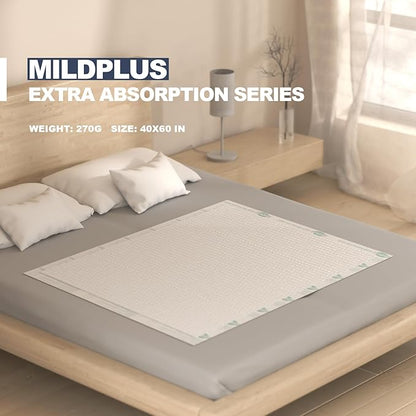 Heavy Duty Underpads 40"X60" Super Sized Chucks Pads 270 Grams Disposable Bed Pads with Strength Cloth Backing Extra Absorption Pads for Incontinence (100X152CM, 30 Count, Discreet Packaging)