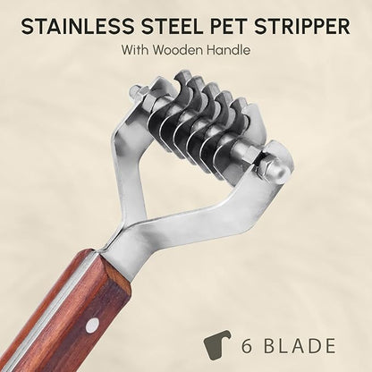 Flamia & Jabz Undercoat Rake for Dogs & Cats, Dematting Grooming Stripper Tool (6 Blades)