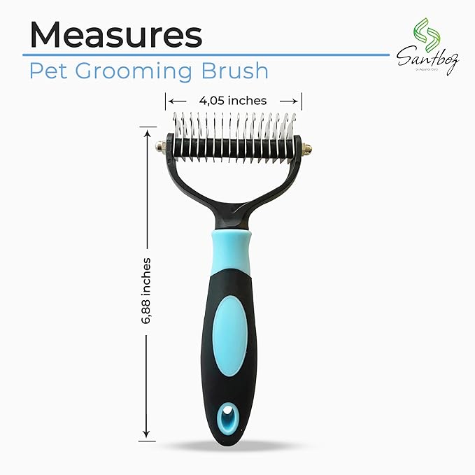 Deshedding Brush & Rake for Pets - 2-Sided Professional Grooming Tool Effectively Removes Knots, Tangles & Loose Hair from Cats & Dogs (4 IN)