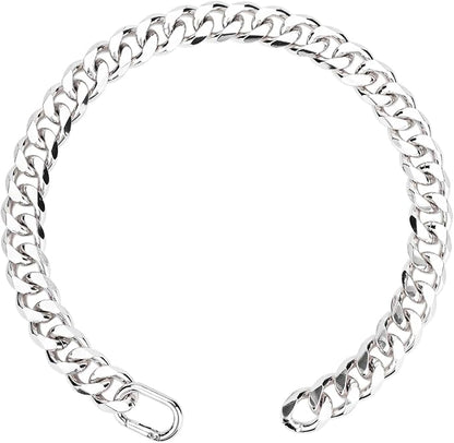 Cuban Link Chain Dog Durable Light Metal Dog Collar Silver Chain for Dog Cute Fashion Jewelry Accessories for Dogs Bulldog Pitbulls (19MM)(22)
