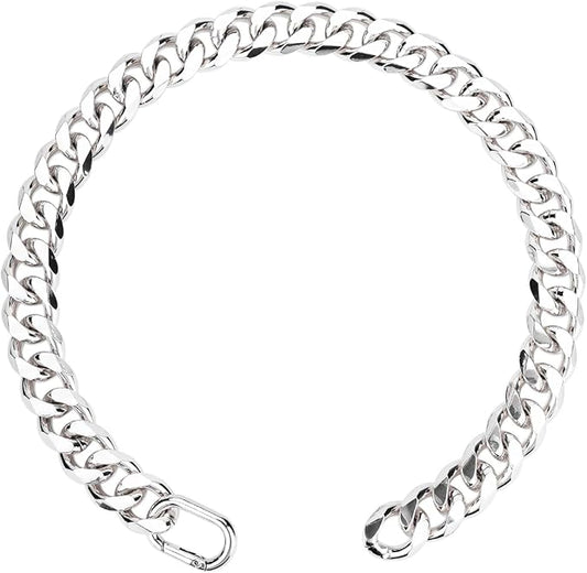 Cuban Link Chain Dog Durable Light Metal Dog Collar Silver Chain for Dog Cute Fashion Jewelry Accessories for Dogs Bulldog Pitbulls (19MM)(18)