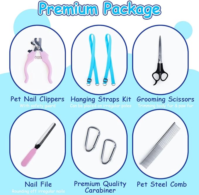 Dog Grooming Hammock Harness for Cats Dogs with Nail Clippers/Nail Trimmers/Grooming Scissors, Dog Grooming Harness for Nail Trimming, Relaxation Pet Restraint Leashes Sling Pet Grooming Sling Helper