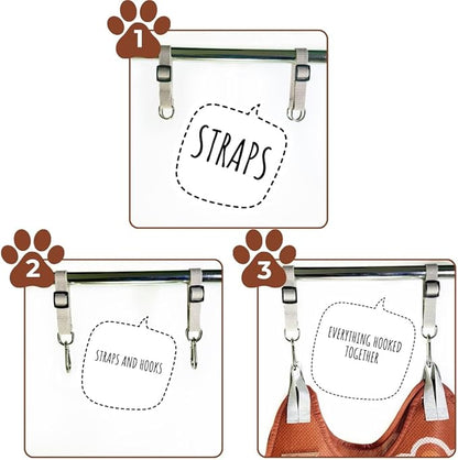 Paws n' Cradle Dog Grooming Hammock Harness for Dogs & Cats - Complete Kit with Adjustable Leg Fittings, Comb, Nail Clippers, File, Velcro Strap, Adjustable Hanging Straps & Snap Hooks (Large)