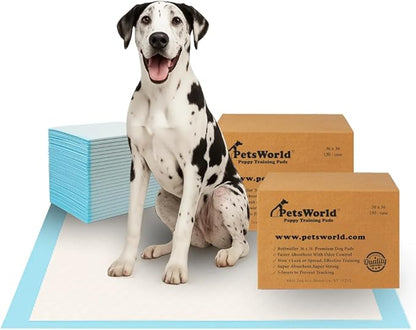 PETSWORLD Giant Dog Potty Pads, Odor-Eliminating, 36" x 36", Ultra Absorbent 5-Layer Leak-Proof Training Pads for Dogs & Cats (36x36, 300 Count)