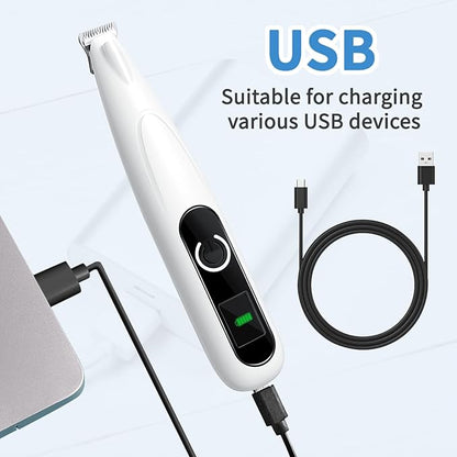 Upgraded Dog Paw Trimmer with LED Light, Low Noise Cat Clipper for Grooming, 18mm Widen Blade Digital Display Pet Paw Trimmer for Paws, Ears, Face, Waterproof Rechargeable Paws Clipper for Dog Cat