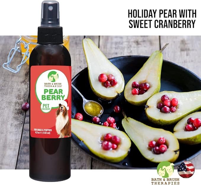 Bath & Brush Therapies® Pear Berry Pet Cologne 4.5 oz. For Dogs | Long-Lasting Odor Eliminator | Cruelty-Free | Paraben-Free | Biodegradable | Made in The USA