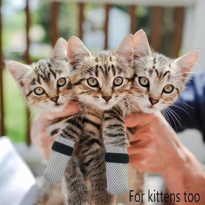 4 PCS Cat Mittens to Prevent Scratching,Mesh Breathable Cat Shoes,Adjustable Cats Anti Scratch Gloves,Suitable for Cats When Bathing and Nail Trimming(M,Black)