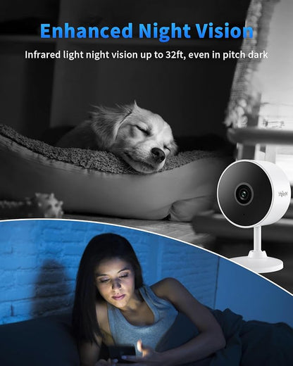 [5G & 2.4G] 2K Indoor Security Cameras for Home Security, AI Voice Change for 2-Way Talk, Motion Detection, Night Vision, 24/7 SD Recording/Cloud Storage, Baby Monitor/Dog/Pet Camera with Phone App, 4