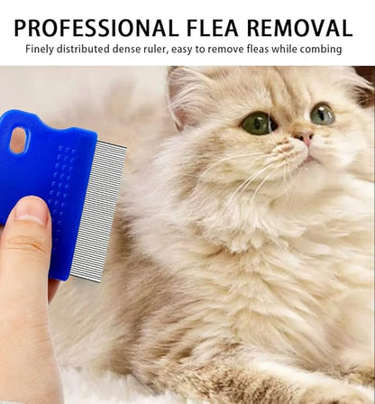 Pet Dog Eye Combs 6Pcs Flea and Tick Comb Pet Grooming Comb for Gently Cleaning Tear Marks Crust and Mucus(Black and Blue)