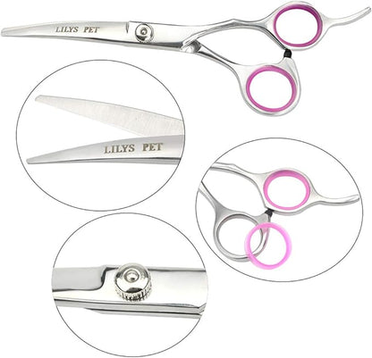 LILYS PET Professional PET DOG Grooming scissors suit,Cutting&Curved&Thinning shears (6.0")