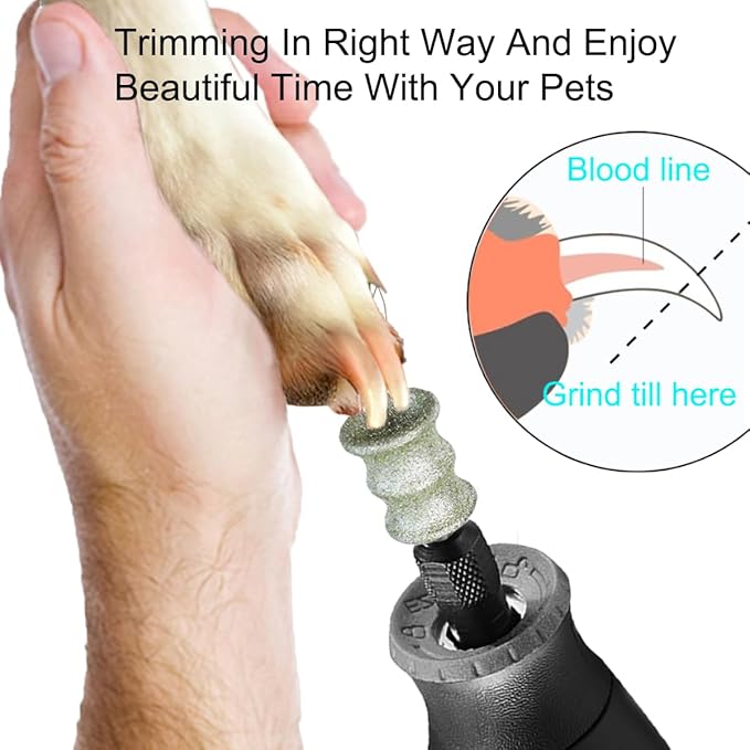 Dog Nail Grinder and Trimmer - Dog Nail Grooming Tool for Dremel - 1/8" Pet Nail Grinder Attachment for Dogs Cats and Small Animals (2L)