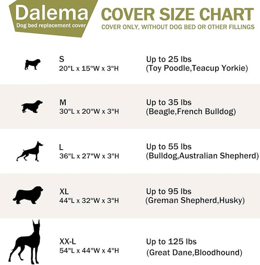 Dog Bed Cover 54Lx44Wx4H Inch.Waterproof Heavy Duty Durable Oxford Dog Bed Replacement Covers with Zipper.Washable Removable Pet Bed Mattress Protector Cover.Grayish Green,Cover Only.