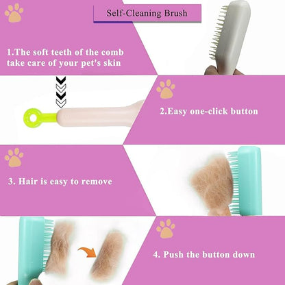Scalable Grooming Brush for Small Dogs, Soft Puppy self-cleaning Brush, Soft Dog Brush for Shih Tzus, Yorkies, Maltipoos, Maltese (White)