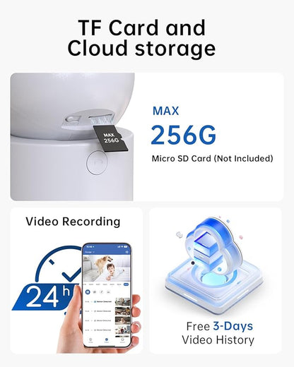 [5G & 2.4G] 2K Pan/Tilt Security Cameras for Home Security Indoor, AI Voice Change for 2-Way Talk, Motion Detection, 24/7 SD Recording/Cloud Storage, Baby Monitor/dog/Pet Camera with Phone App, 4