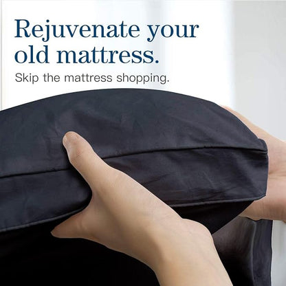 COONP Queen Mattress Topper, Extra Thick Pillowtop, Cooling Plush Mattress Pad Cover Bed Topper Protector with 8-21 Inch Deep Pocket (Black, Queen)