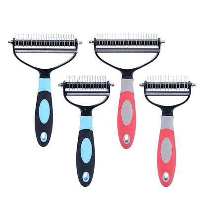 Dog Brush for Shedding,Professional Pet Grooming Tool,2 in 1 Dematting Comb & Undercoat Rake for Long Haired Dogs,Mats & Tangles Removing,Deshedding Tool for Long Haired Cats (large, blue)