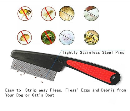 Dog Combs for Grooming, FULLINY 4 In 1 Dog Grooming Comb Set With Flea Comb,Tear Stain Remover For Dogs,Professional Dog Combs,Storage Bag