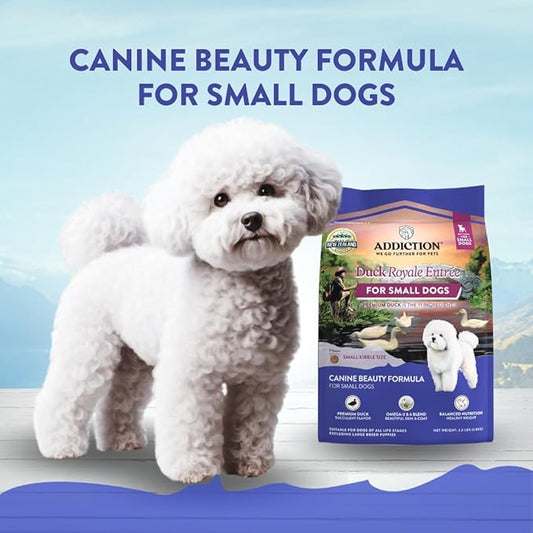 Addiction Duck Royale Entrée Premium Small Breed Dry Dog Food - Ideal for Puppies, Adults & Seniors - Grain-Free/Gluten-Free Kibbles for Small Dogs - 3.lb Bag Crafted in New Zealand