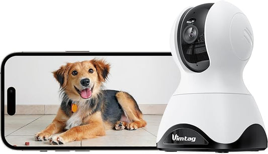 VIMTAG 2.5K Pet Camera 5G&2.4G WiFi Dog/Cat/Nanny Cam & Baby Monitor, 360° Indoor Camera for Home Security with Phone App & Speaker, Motion Tracking, Free AI Detection, Night Vision, SD/Cloud Storage
