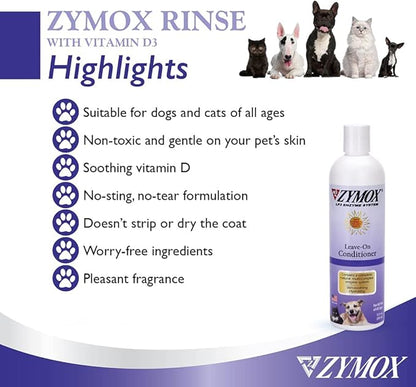 PET KING BRANDS ZYMOX Leave-in Conditioner with Vitamin D3 for Cats & Dogs, 12oz
