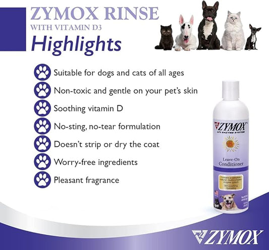 PET KING BRANDS ZYMOX Leave-in Conditioner with Vitamin D3 for Cats & Dogs, 12oz