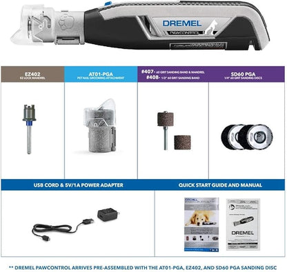 Dremel PawControl Dog Nail Grinder and Trimmer- Safe & Humane Pet Grooming Tool Kit & AT01-PGK Pet Grooming Nail Guard Attachment