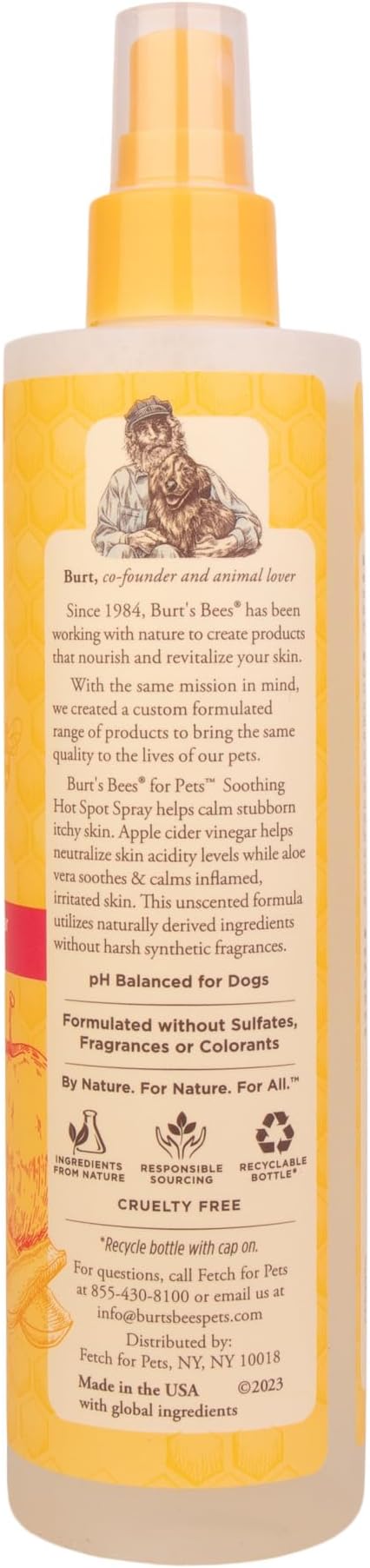 Burt's Bees for Pets Hot Spot Spray with Apple Cider Vinegar and Aloe Vera, 6pk, 95% Natural Origin Formulas, Dog Spray for Itchy Dogs, Dog Spray Itchy Skin Relief, 6pk 10oz