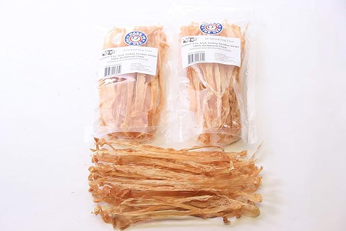 GOGO 3oz Turkey Tendon Strips Dog Chew Treats Sources and Made in The USA (2 Pack)