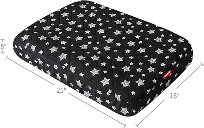 Dog Bed Covers Replacement Washable Pet Hair Easy to Remove, Waterproof Dog Bed Covers Noiseless Quilted, Pet Bed Cover Lovely Black Star Print, Puppy Bed Cover 16x25 Inches, for Dog/Cat, Cover Only