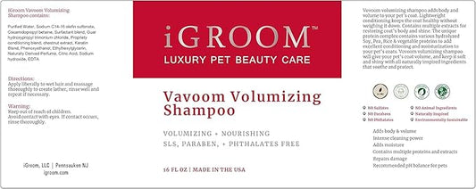 iGroom Vavoom Volumizing Dog Shampoo, Luxury Pet Beauty Care, Add Body and Volume, Lightweight, Made in USA, 16 oz
