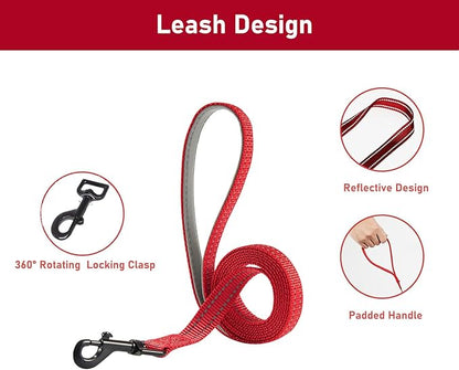 Christmas Dog Harness and Leash Set, No Pull Soft Mesh Puppy Harness for Small Medium Dogs, Cats - Step in Reflective Vest Harness for Walking, Training - Plush Red, L