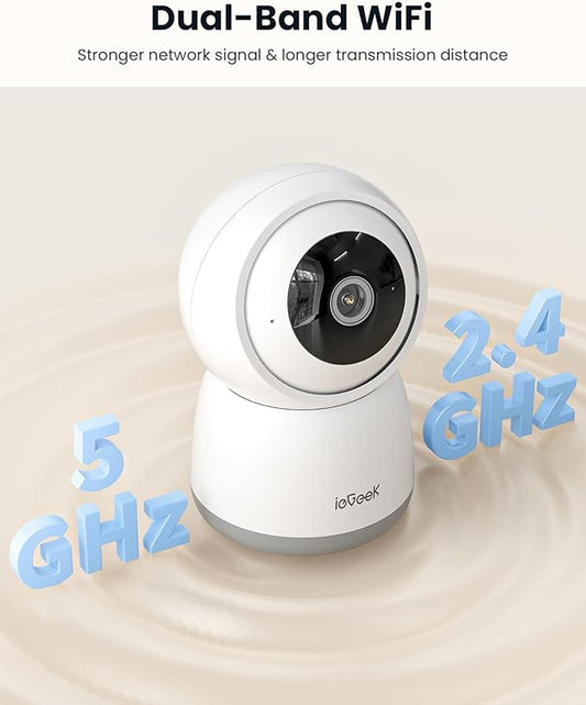 ieGeek 5MP Plug-in Indoor Camera, 5G/2.4GHz WiFi Cameras for Home Security with Phone App, Pan/Tilt Pet Camera for Baby Monitor With Motion Detection, Auto Tracking, 2 Way Audio, Night Vision (2 Pack)