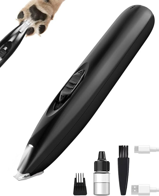 KIKETECH LED Dog Paw Trimmer - Cordless, Low Noise Dog Clippers for Grooming, Rechargeable Small Area Shaver for Cats, CoalBlack