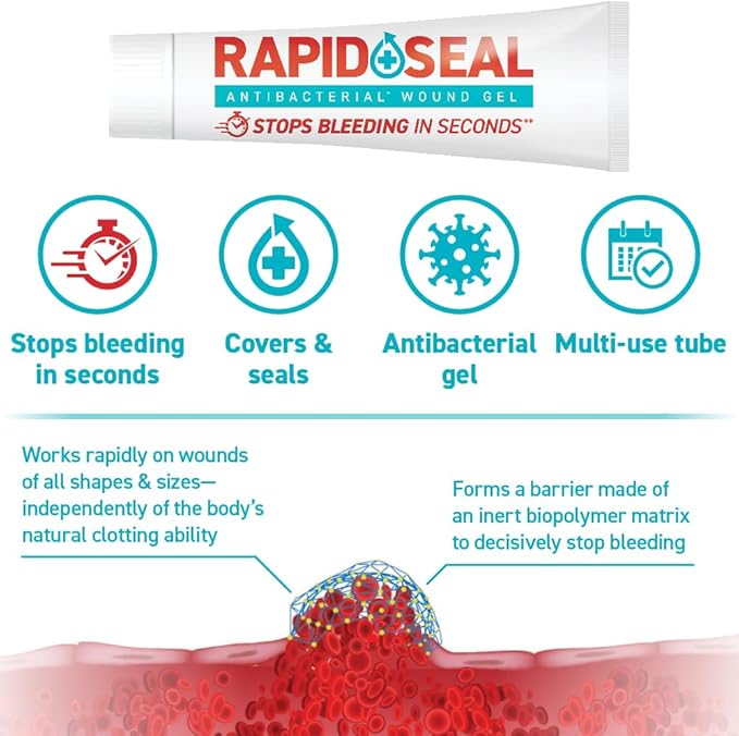 Wound Gel (1 Tube) | Stops Bleeding in Seconds | FSA HSA Eligible | Ideal for Cuts, Scrapes, Razor Nicks for Emergency First Aid Supplies
