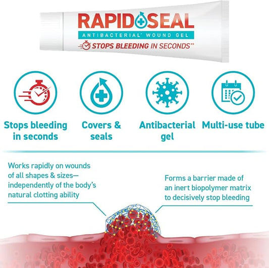 Wound Gel (1 Tube) | Stops Bleeding in Seconds | FSA HSA Eligible | Ideal for Cuts, Scrapes, Razor Nicks for Emergency First Aid Supplies