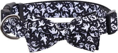 Halloween Dog Collar with Removable Cute Bow Tie Adjustable Pet Collars