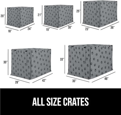 GORILLA GRIP Dog Crate Covers compatible with Amazon Basics Dog Crates, All Sides Open, Privacy Cover Fits 36" Wire Kennel, Breathable Mesh Windows, Light Reducing Puppy Training Cage Topper, Gray Paw