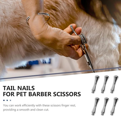 POPETPOP 6 Pcs Hair Scissors Finger Tangs Stainless Steel Pet Scissor Finger Rests Hair Clipper Tangs Scissor Parts for Hair Cutting Scissors Pet Shears Silver