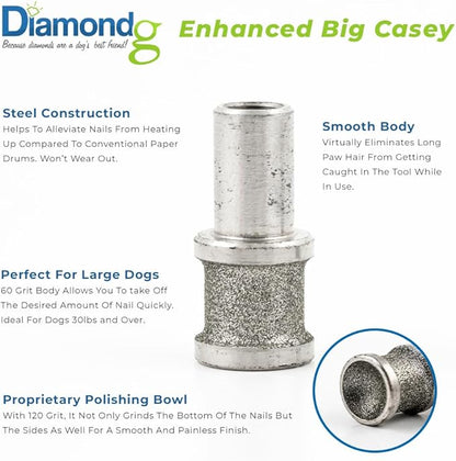 Diamondg - Professional Diamond Nail Rotary Nail Grinder Bit Dogs - Painless Nail Trimmer Bits Won't Pull Hair or Get Hot - Pack of 1 (Large)