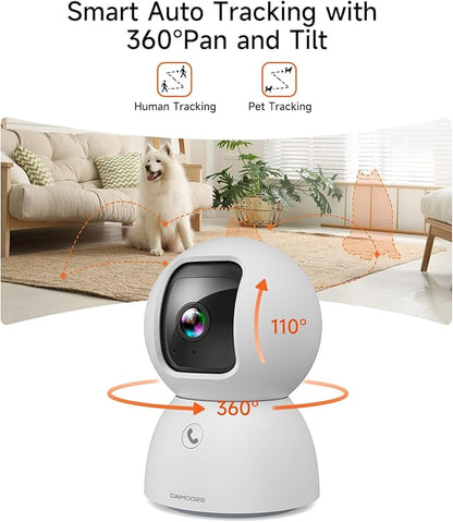 3K Pet Camera, 5G WiFi Indoor Camera with 4x Zoom, Pet/Dog/Baby Camera with Phone app, Human/Pet/Facial Detection, 360 Pan-Tilt AI Tracking, Night Vision, Plug in, Two-way Audio, Privacy Mode