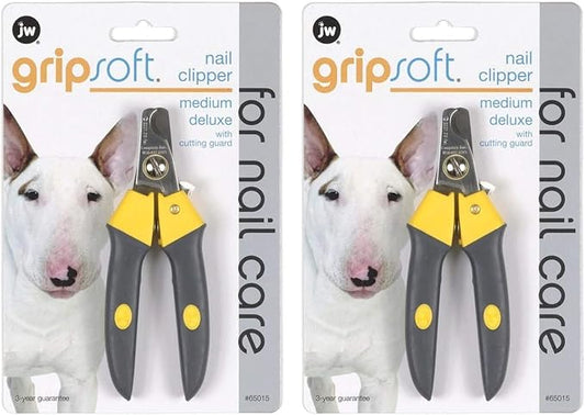 JW Pet 2 Pack of Gripsoft Deluxe Nail Clippers, Medium, for Medium Dogs