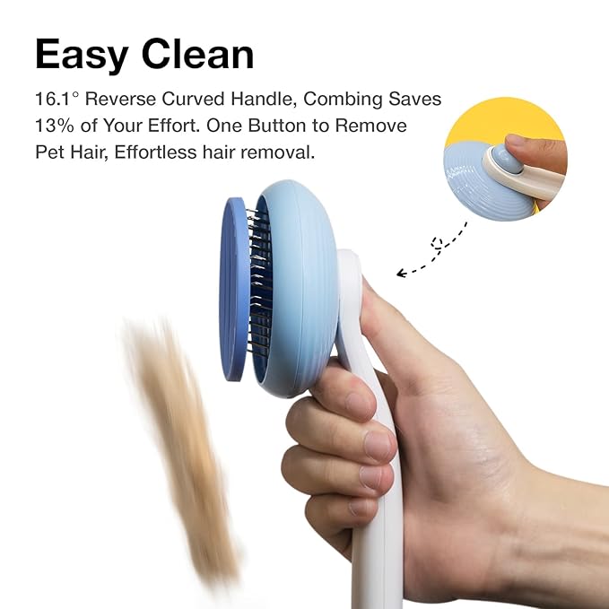 Self-Cleaning Slicker Brush for Pet Grooming - Easily Removes Tangles, Loose Undercoat, and Mats from Cats and Dogs (Blue+Green)