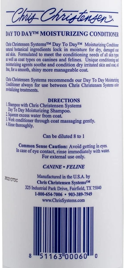 Chris Christensen Day to Day Ultra Concentrated Dog Conditioner, Makes up to 8 Bottles, Groom Like a Professional, Moisturizing, All Coat Types, for Daily Use, Made in USA, 16oz