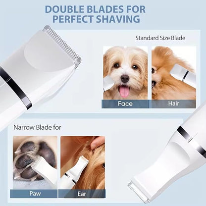 Dogs Hair Clippers Grooming Kit with Nail Grinder,3-in-1 Electric Rechargeable Pet Claw Care Trimmer, Dog Grooming Clippers,Nail Shaver & Grinder,Grooming kit for Poodles,puppy grooming kit, (White)